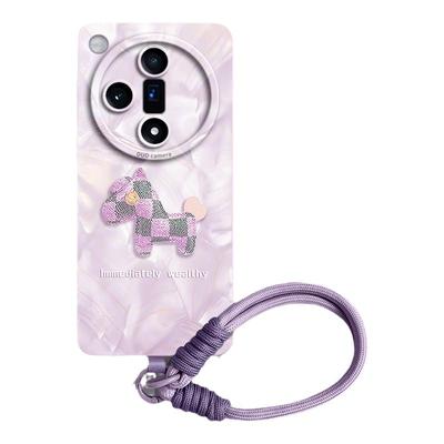 洛可可格纹小马带挂绳液态玻璃壳