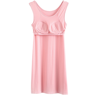 带胸垫莫代尔背心裙无袖背心打底裙内搭衬裙修身薄款睡裙大码女夏