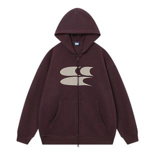 CryingCenter经典logo印花奥绒加绒连帽开衫卫衣外套男女款