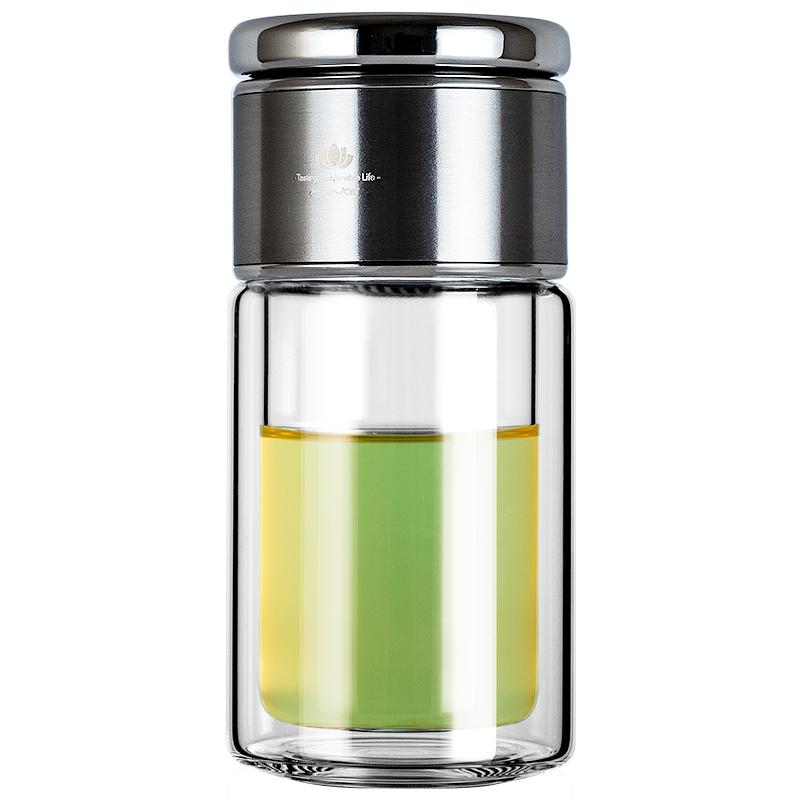 茶水分离杯男士泡茶双层玻璃杯网红女迷你花茶杯便携高档创意水杯