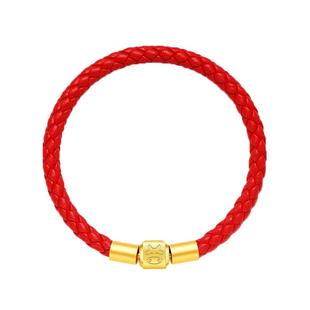 皮绳手链男龙年本命年红绳转运串珠男女情侣编织刻字生肖手绳5mm