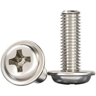 PWM 镀镍圆头十字带垫螺钉带介盘头螺丝螺栓M2M2.5M3M3.5M4M5M6mm