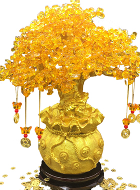 包邮招财树家居开业结婚酒柜摆件