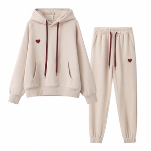 欧货高级感运动卫衣套装女春秋冬季加绒穿搭一整套宽松休闲两件套