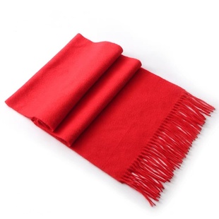 鄂尔多斯市100%羊绒大红围巾本命年围脖秋冬男女加厚羊毛定制LOGO
