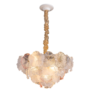 卧室灯法式轻奢玻璃花朵吊灯浪漫大气高级感餐厅主卧房间书房灯具