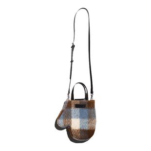 山口美袋 Pāpā系列 格纹麻花混织斜挎手套包小众设计毛毛包女