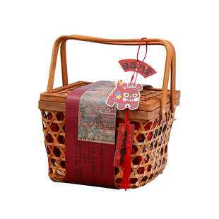 2026新年春节糖果包装盒手工竹编竹篮围边烘焙手提盒礼盒袋送礼