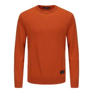 【100%山羊绒】DIDIBOY2025年冬季新款橙黄色高端保暖圆领毛衣男