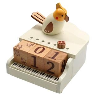 木质钢琴音乐盒旋转八音盒卡农万年历摆件男女孩女生同学生日礼物