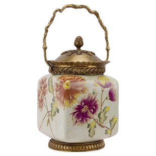 卡斯特兰轻奢收纳罐家居陶瓷提壶盒子新中式客厅玄关插花花瓶4631