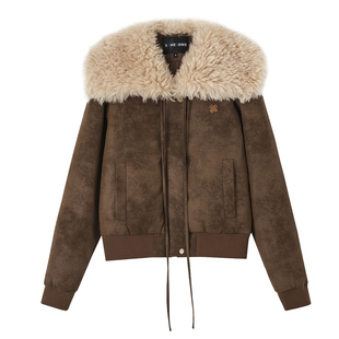 SOMESOWE外套休闲百搭宽松水手毛领仿皮上衣2025秋季新款官方授权