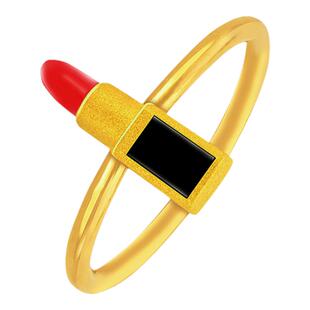 justgold镇金店partyfun唇膏黄金足金戒指1714671Y