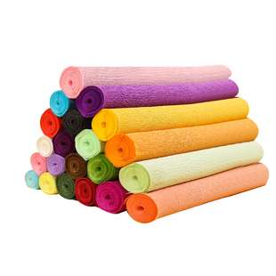 皱纹纸手工花材料包全套立体花邹纹纸彩色幼儿园儿童制作玫瑰花手揉纸大张加厚花艺绿色系粉色黄色蓝色褶皱纸