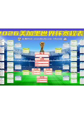 2026美加墨足球世界杯赛程表对阵表晋级图体育彩票店布置贴纸海报