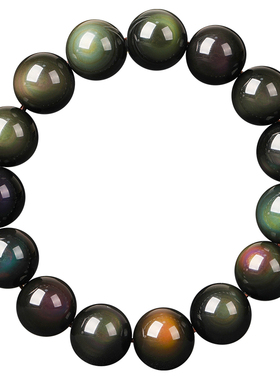 天然双眼彩虹眼黑曜石手串