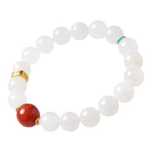 和田玉手串女羊脂白玉水晶翡翠玉石晴水散珠子绿松石手镯南红手链