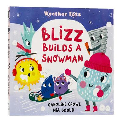 天气小孩暴雪堆雪人英文原版