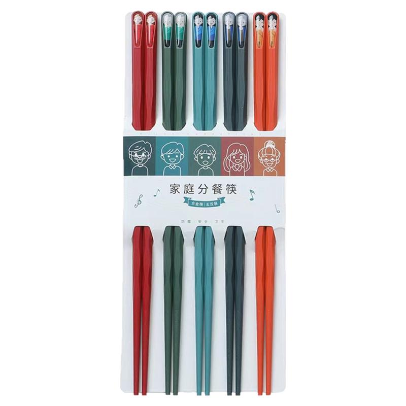合金筷子家用快子套装ins风耐高温抗菌防霉防滑家庭分餐高档餐具