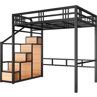 简约金属斜梯储物高低床