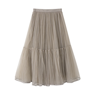 【商场同款】LILY2025新款设计感轻盈仙气纱裙伞裙网纱半身裙女