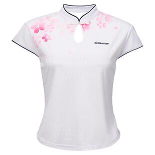 川崎夏季羽毛球服女套装青花瓷国风立领短袖上衣服高颜值运动穿搭