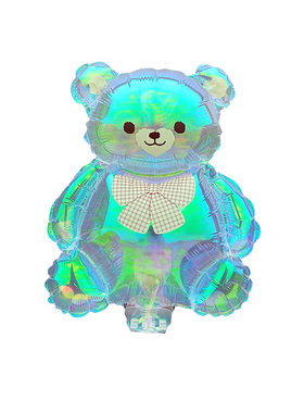 儿童生日卡通炫彩手持夹片铝膜球