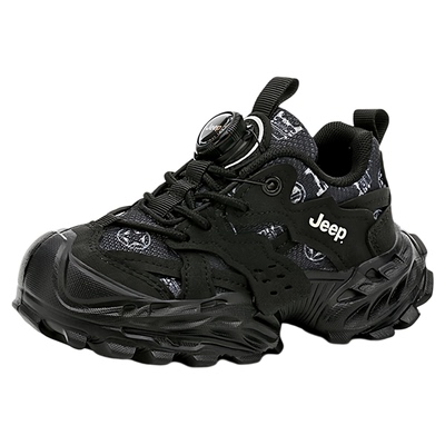 jeep儿童运动鞋男童女童秋冬加绒二棉软底防滑新款男孩轻便跑步鞋