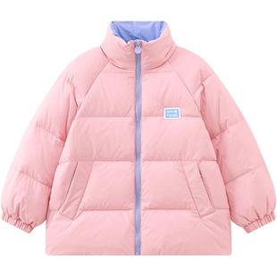 笛莎女童羽绒服冬装女大童宝宝儿童面包服短款白鸭绒加厚外套迪莎