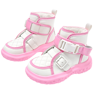 芭比童鞋女童靴子2025新款冬季防水大棉鞋加绒加厚棉靴儿童雪地靴