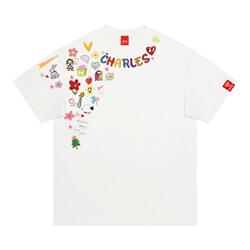 查尔斯桃心卡通涂鸦短袖t恤男女