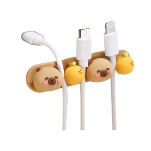 可爱卡皮巴拉桌面理线器手机充电线数据线整理神器走线卡扣固定器