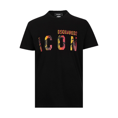 二次方印花全棉短袖T恤男士