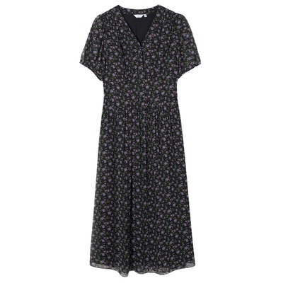 伊芙丽outlets店真丝桑蚕丝连衣裙女春夏V领小黑裙立体高级碎花裙