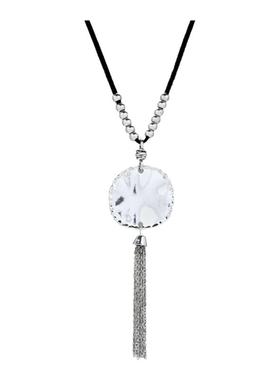 CUSSK 欧美风不规则圆牌流苏吊坠项链冷淡风绒线链条百搭锁骨链