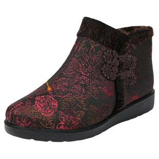 老美华中老人妈妈鞋2025新款冬季棉鞋加绒加厚保暖毛毛鞋女雪地靴