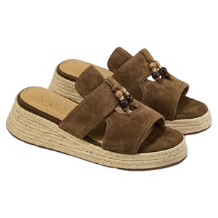 fed坡跟拖鞋夏季新款女鞋串珠复古凉拖厚底沙滩鞋女款S0709-YA682