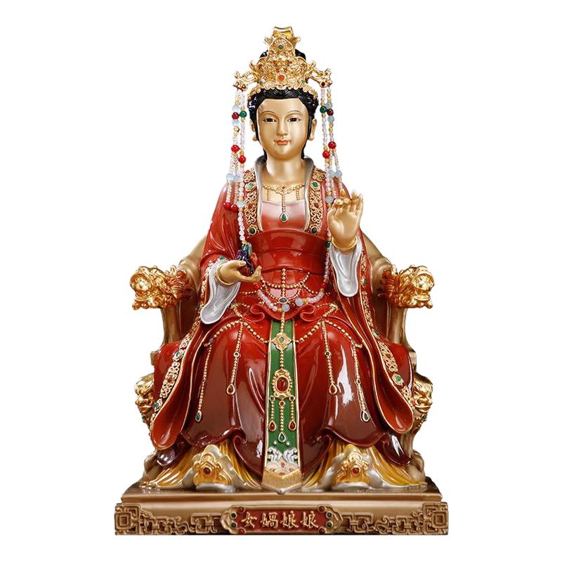 台湾纯铜贴金女娲娘娘神像补天像