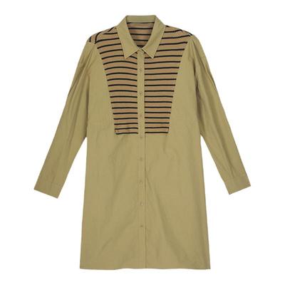 波西米亚连衣裙纯棉针织条纹拼接