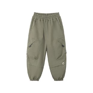 左西童装男童加绒裤子保暖儿童工装裤秋冬款2025新款中大童冲锋裤