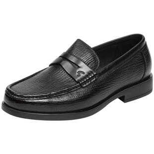 【1099元2件】沙驰男鞋高档商务休闲皮鞋男真皮时尚潮流一脚蹬鞋