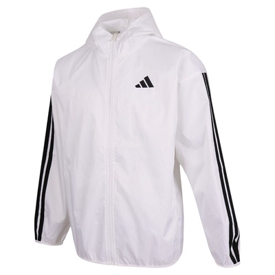 Adidas阿迪达斯男子外套梭织连帽三条纹夹克外套JF3682