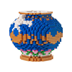 中国国家博物馆积木花瓶国风益智拼装摆件插花装饰品儿童生日礼物