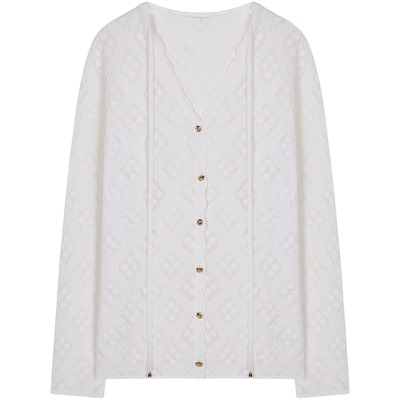 CRUSH夏新款菱形纹长袖开衫