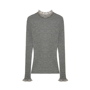 MESUX米岫25冬[意大利进口纱线]荷叶边半高领针织衫上衣MNWUE438