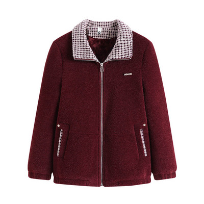 小个子妈妈秋冬装水貂绒短外套女2025新款中老年加绒加厚毛呢上衣