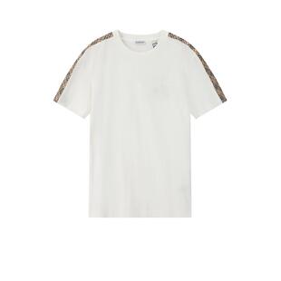 【自营】BURBERRY/博柏利男士格纹装饰圆领短袖T恤潮牌 8106246
