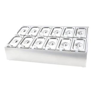 不锈钢份数盆架格子盆奶茶店珍珠粉果酱方盒子专用架分格方盆餐盘