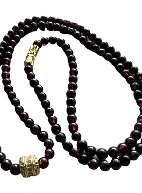 日韩甜美风宝石项链暗红石榴石