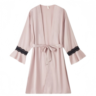 猫人性感吊带睡裙女真丝睡袍春秋款带胸垫冰丝纯欲夏季两件套礼盒